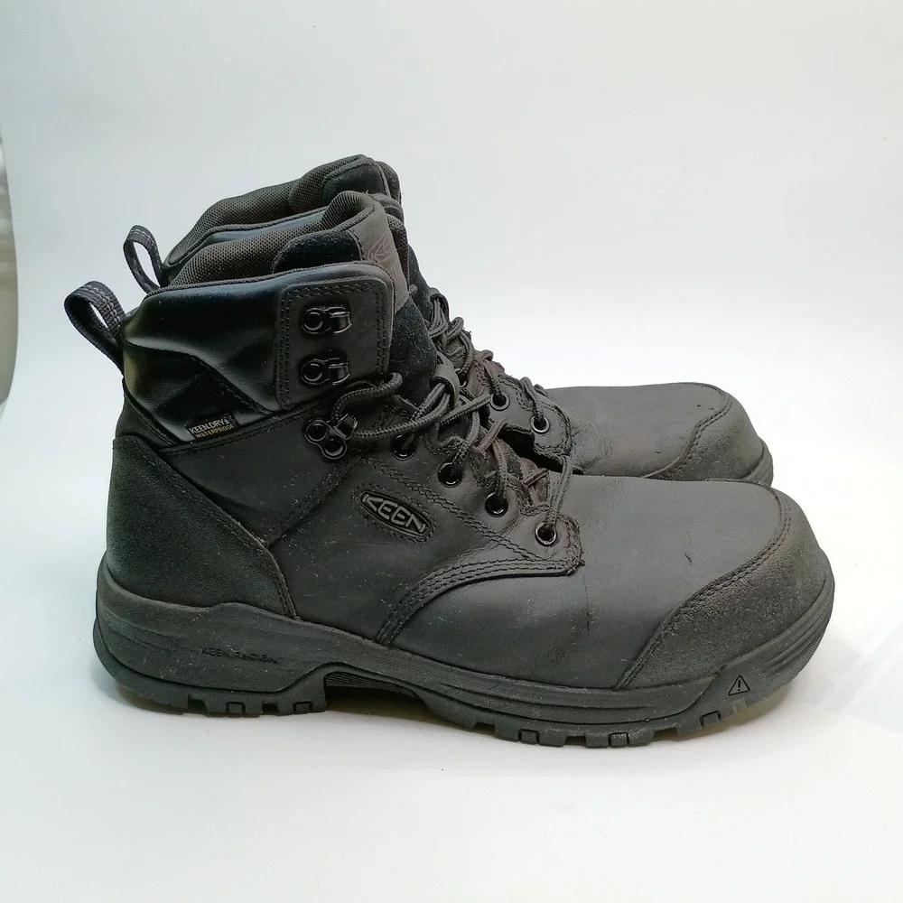 Keen Utility Lansing Mid Work Boot Men Size 10.5 EE Black Leather Waterproof
